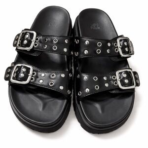 Wild Fable Studded Slide Sandals-Women’s black double buckle-Edgy comfort slides